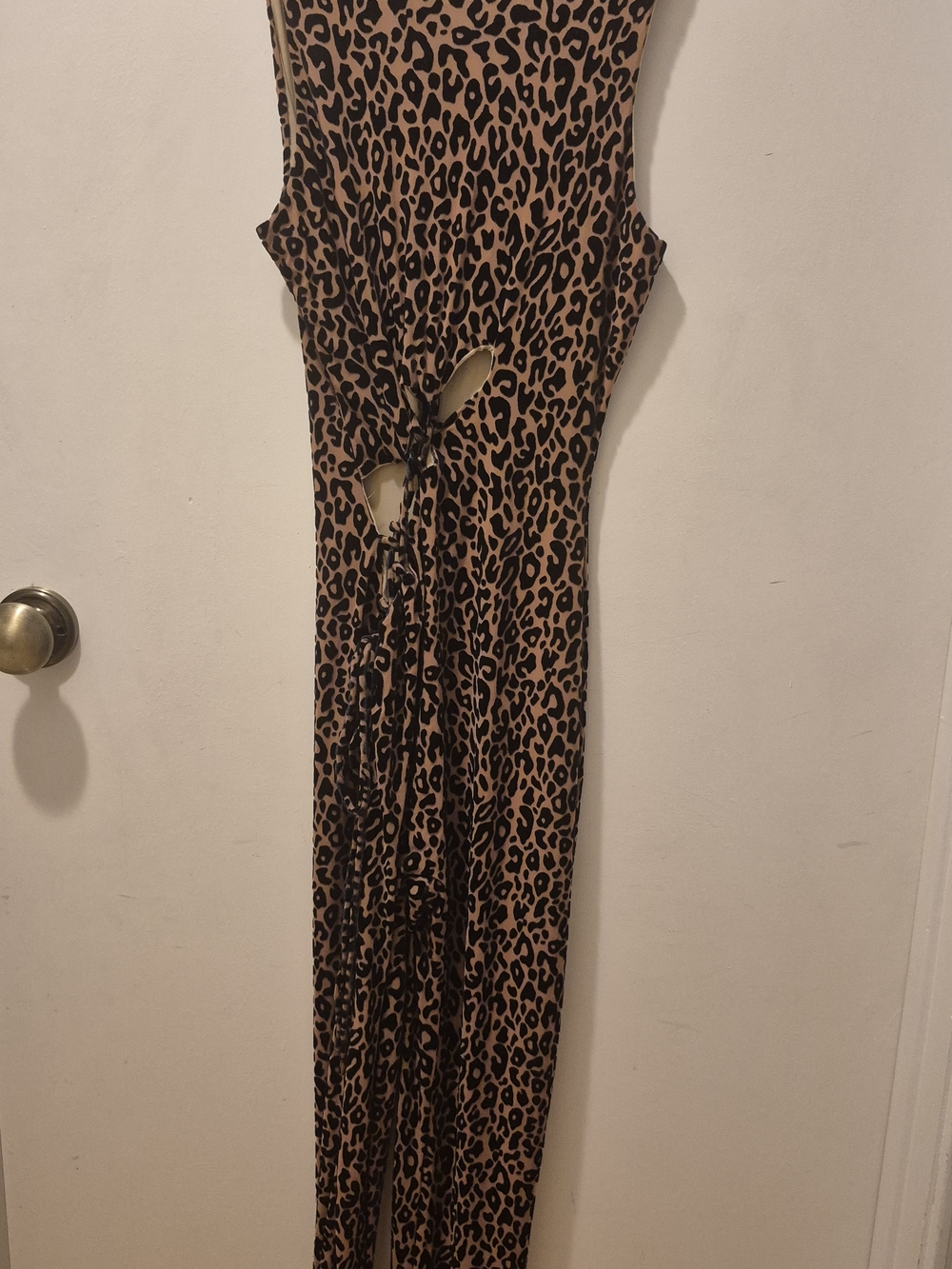 Naked Wardrobe Leopard Print Jumpsuit - Camel/Black